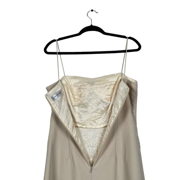 Size 8 CECILY Brown Champagne Beige Beaded Dress - Picture 12 of 15